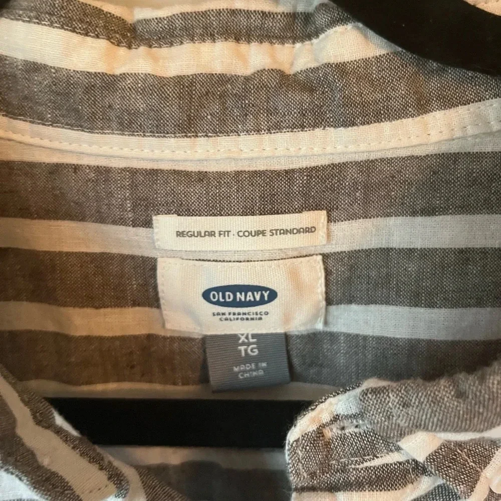 Old Navy Men's Size XL Linen Cotton Blend Striped Polo Shirt